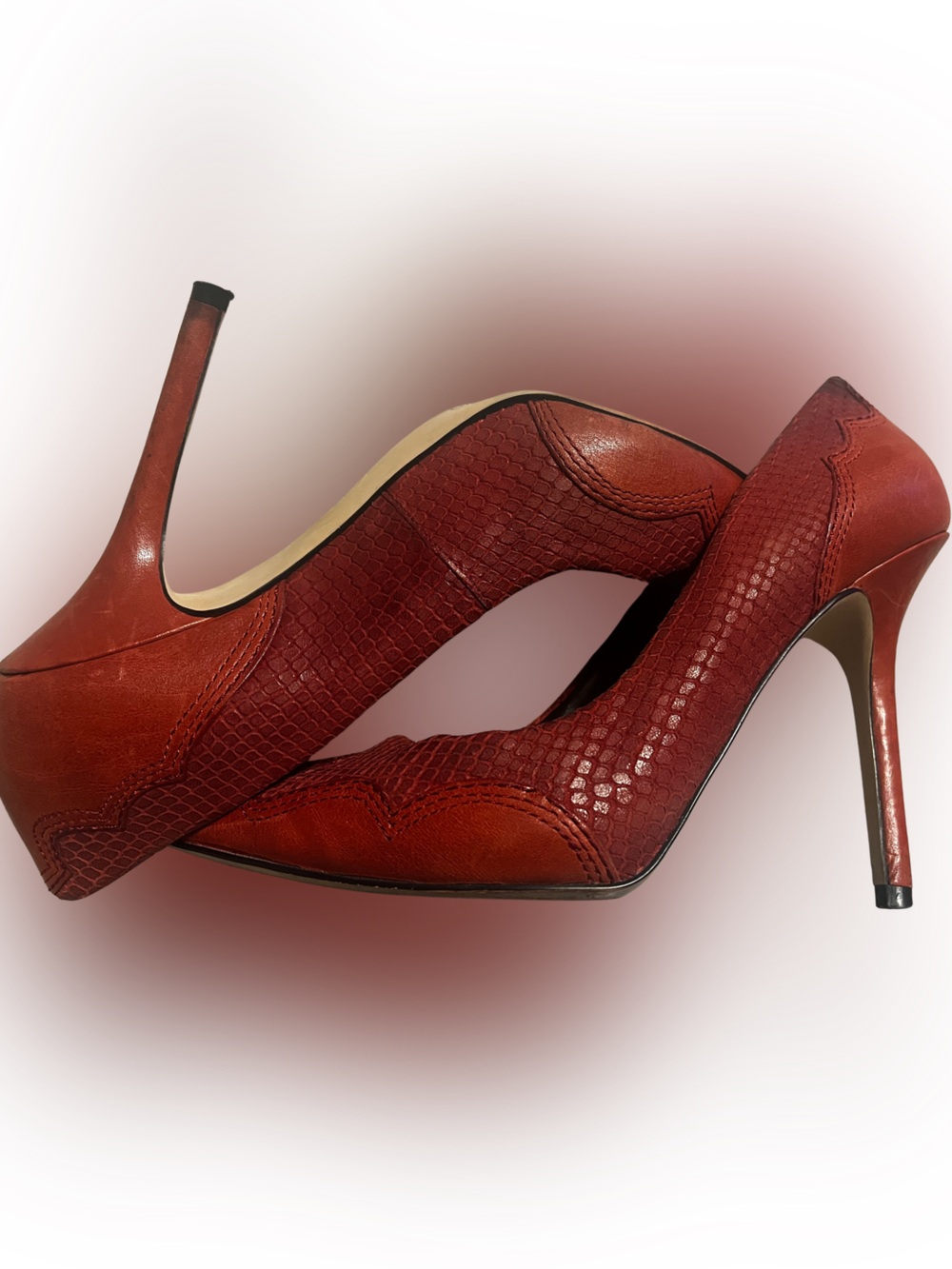 Boutique 9 Red Textured Pointed-Toe Stiletto Pumps